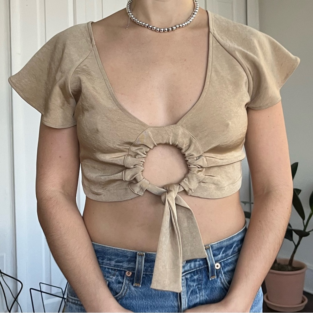 Ajaie Alaie Tie-Front Crop Top
